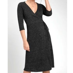 Buyer Too California vintage Charcoal Knitted Wrap Dress size S